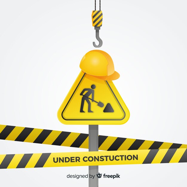 Fondo plano señal de advertencia de construcción