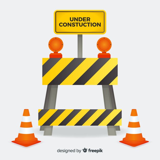 Fondo plano señal de advertencia de construcción