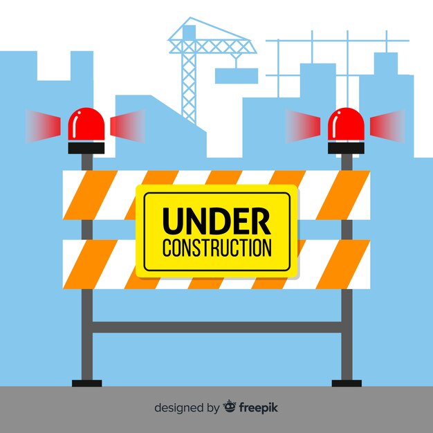 Fondo plano señal de advertencia de construcción