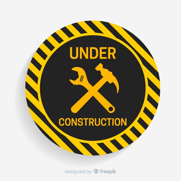 Fondo plano señal de advertencia de construcción
