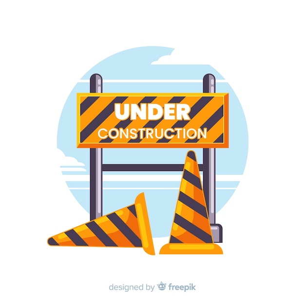 Fondo plano señal de advertencia de construcción