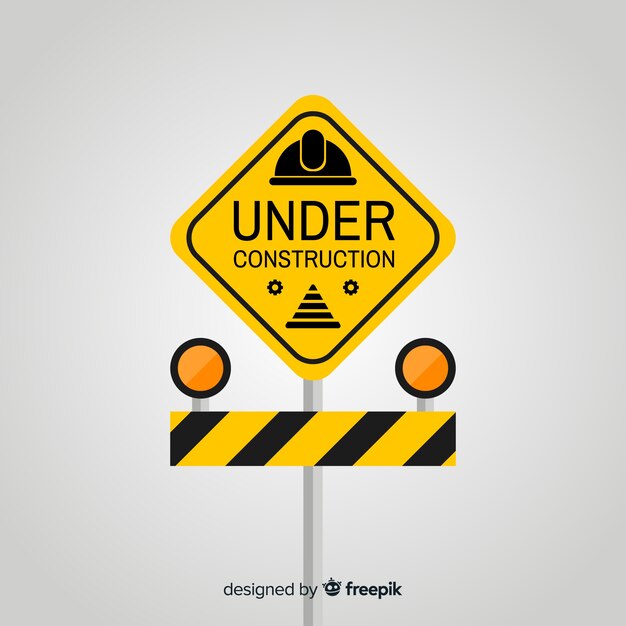 Fondo plano señal de advertencia de construcción