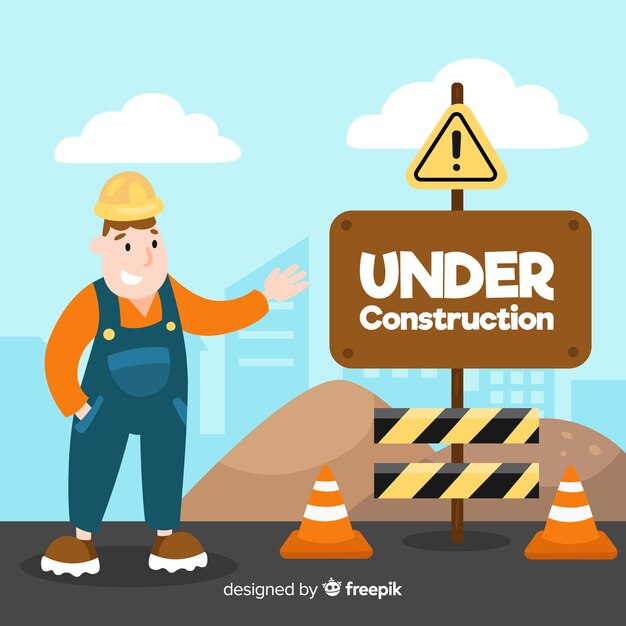 Fondo plano señal en construcción con obrero
