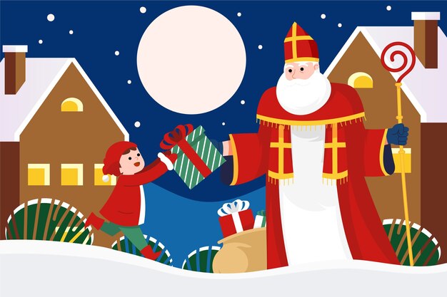 Vector gratuito fondo plano sinterklaas