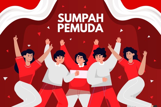 Fondo plano para sumpah pemuda indonesio