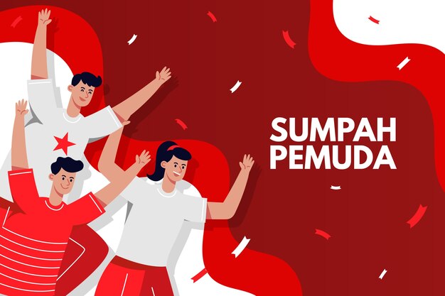 Vector gratuito fondo plano para sumpah pemuda indonesio