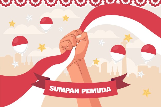 Fondo plano para el sumpah pemuda indonesio