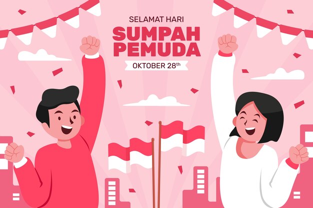 Fondo plano para sumpah pemuda indonesio