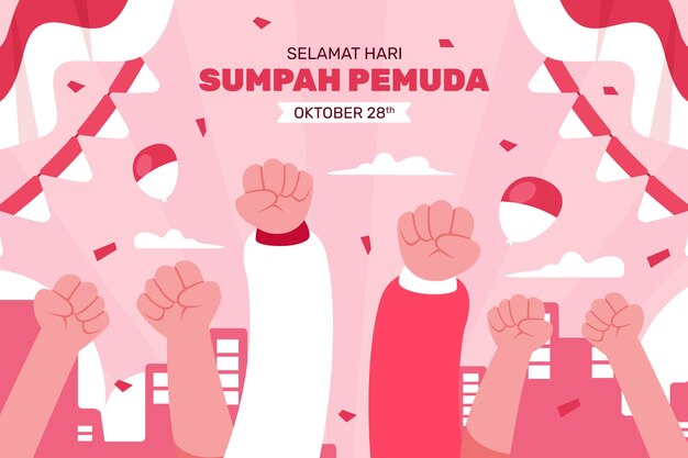 Fondo plano para sumpah pemuda indonesio
