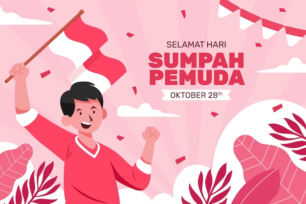 Fondo plano para el sumpah pemuda indonesio