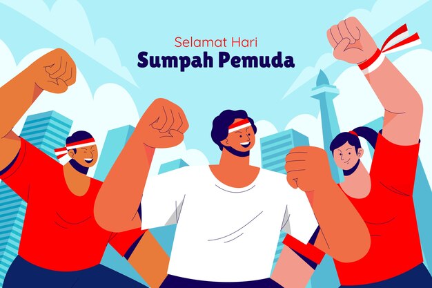 Fondo plano para sumpah pemuda indonesio