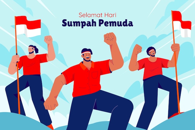 Vector gratuito fondo plano para sumpah pemuda indonesio