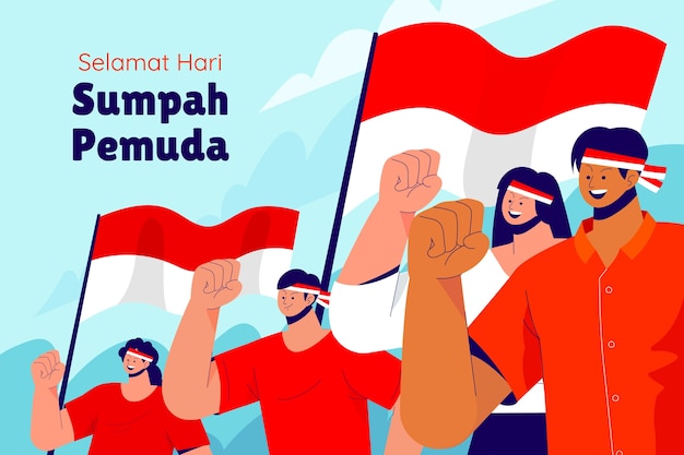 Fondo plano para sumpah pemuda indonesio