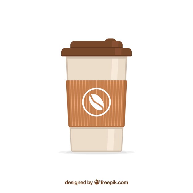 Fondo plano de taza de café de papel 
