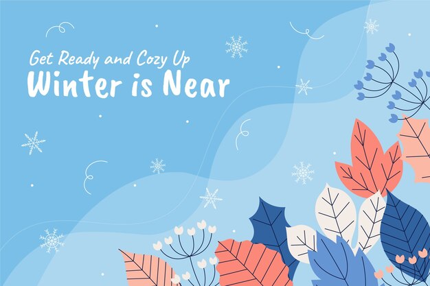 Fondo plano para la temporada de invierno con hojas