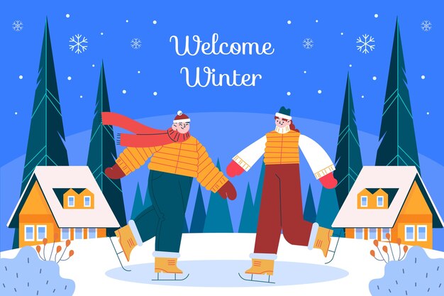Fondo plano para la temporada de invierno