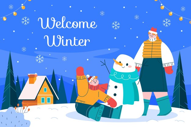 Fondo plano para la temporada de invierno