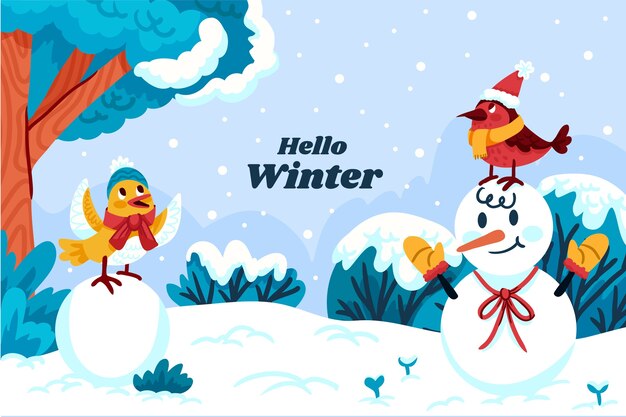 Fondo plano para la temporada de invierno