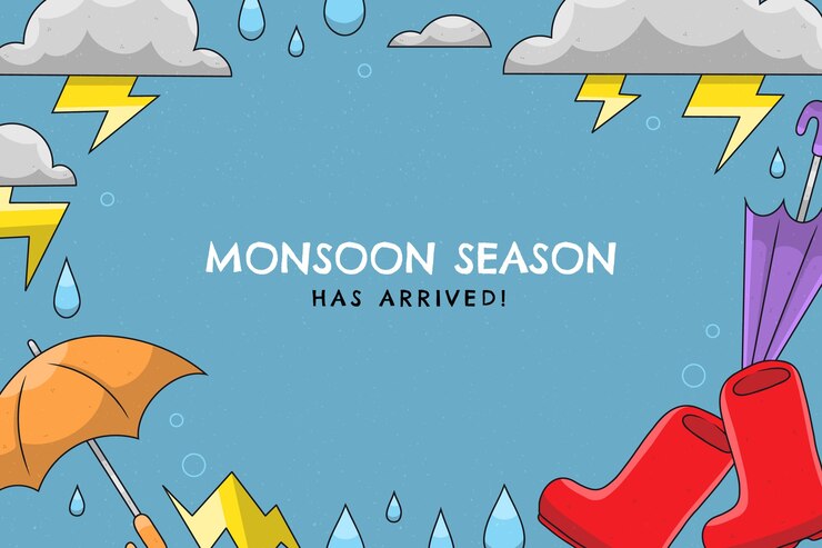 Vector gratuito fondo plano para la temporada del monzón