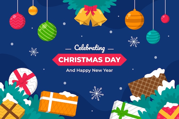 Fondo plano de temporada de navidad