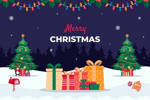 Vector gratuito fondo plano de temporada de navidad