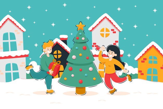 Fondo plano de temporada de navidad