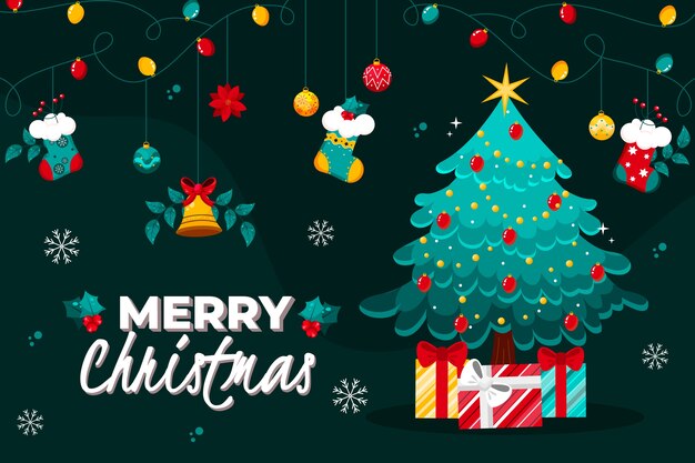 Fondo plano de temporada de navidad