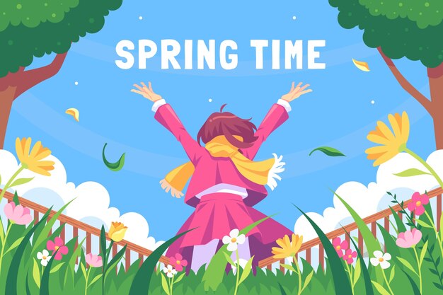 Fondo plano para la temporada de primavera.