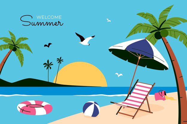Fondo plano para la temporada de verano