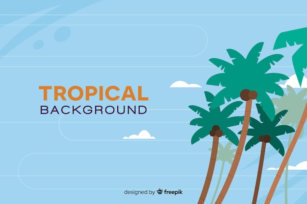 Vector gratuito fondo plano tropical con palmeras