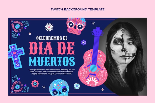 Fondo plano de twitch dia de muertos