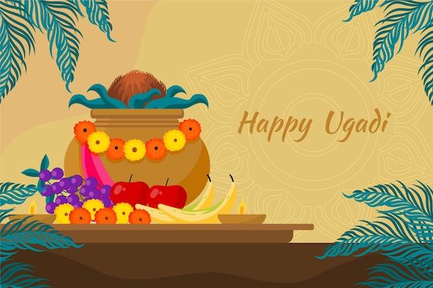 Vector gratuito fondo plano ugadi