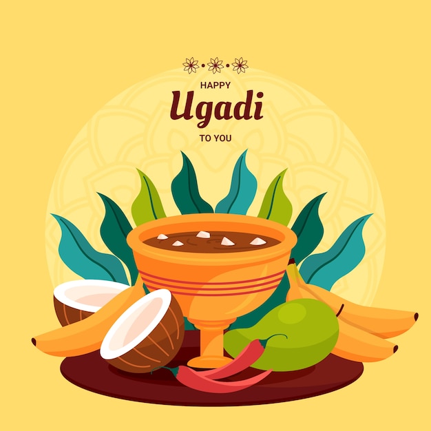 Vector gratuito fondo plano ugadi