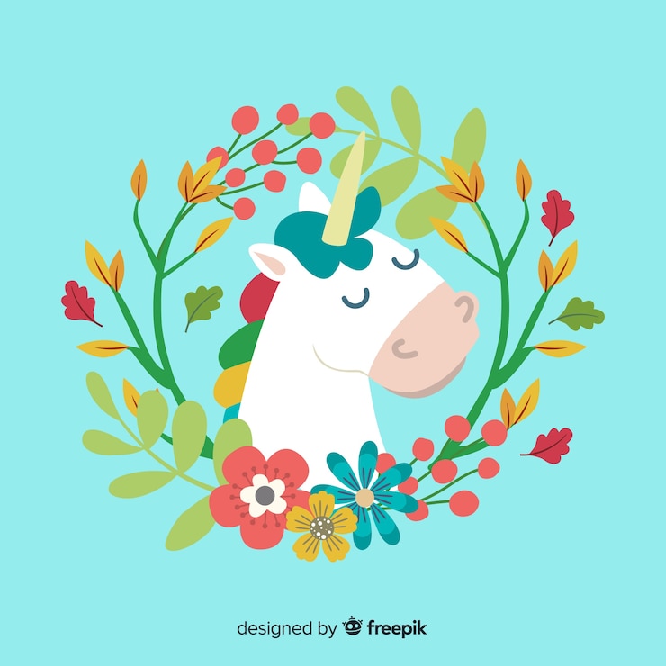 Vector gratuito fondo plano de unicornio