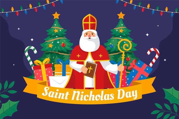 Fondo plano para las vacaciones holandesas de sinterklaas