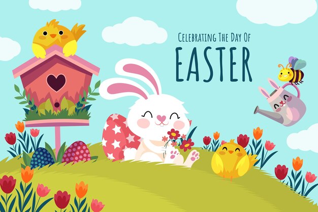 Un fondo plano para las vacaciones de Pascua.