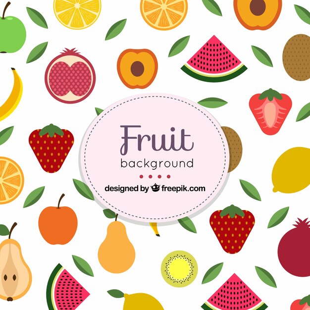 Fondo plano con variedad de frutas