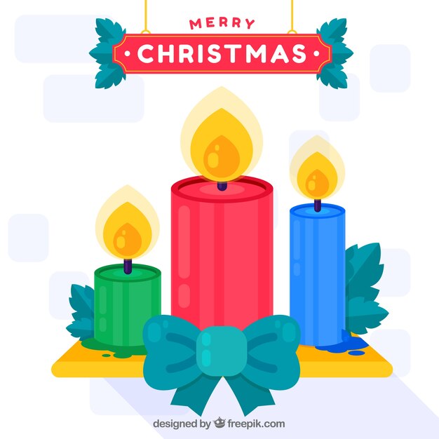 Fondo plano con velas de navidad