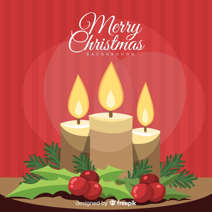 Vector gratuito fondo plano de velas de navidad