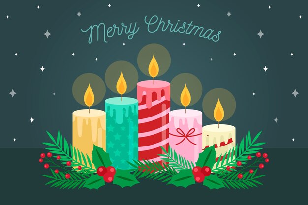 Fondo plano de velas de navidad