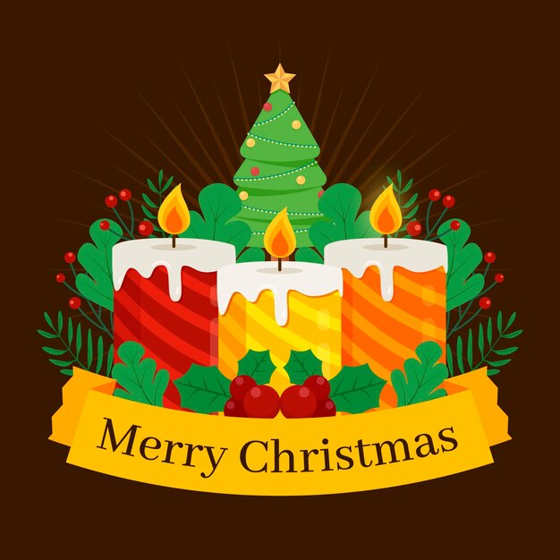 Fondo plano de velas de navidad