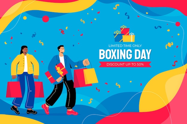 Fondo plano de venta y compras de boxing day