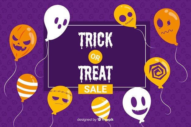 Fondo plano de venta de halloween con globos