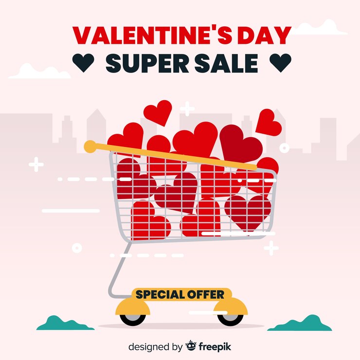 Vector gratuito fondo plano de venta de san valentín