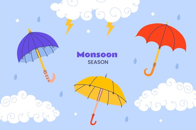 Fondo plano para la venta de la temporada del monzón
