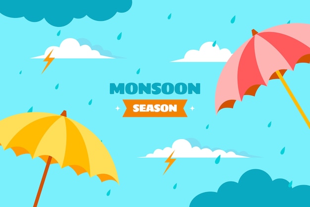 Fondo plano para la venta de la temporada del monzón