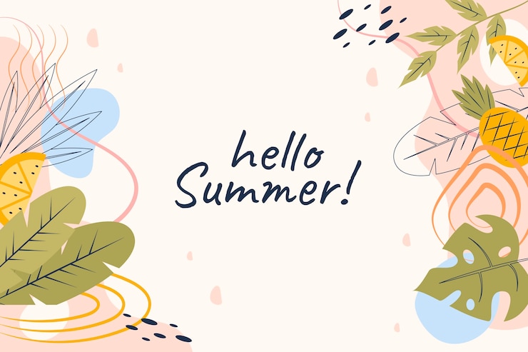 Vector gratuito fondo plano de verano con hojas