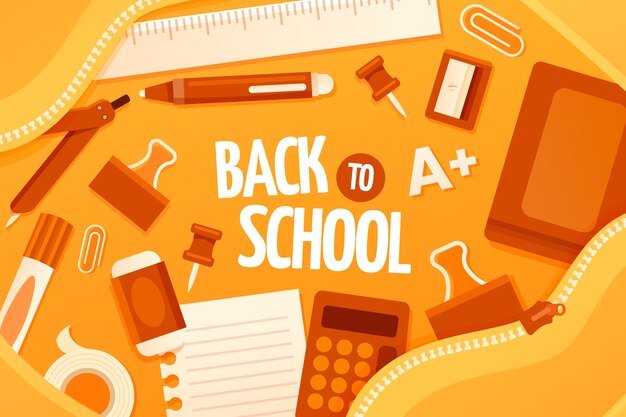 Fondo plano de vuelta al cole con útiles escolares