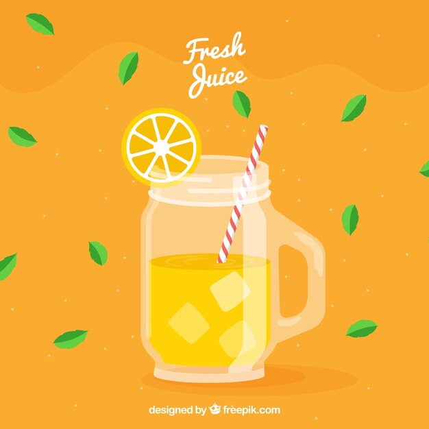 Fondo plano con zumo de naranja