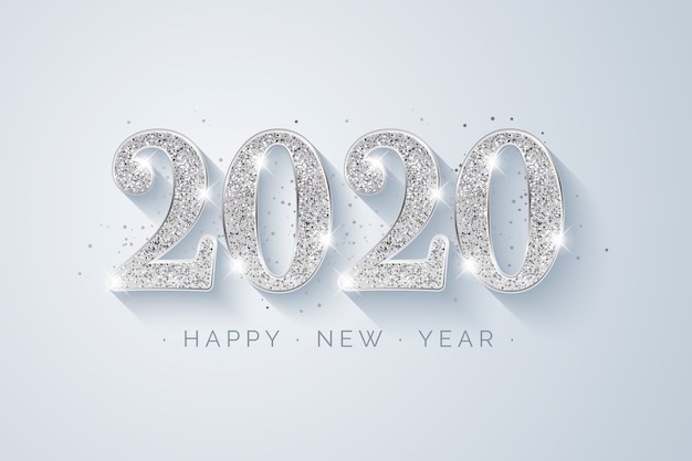 Vector gratuito fondo de plata año nuevo 2020